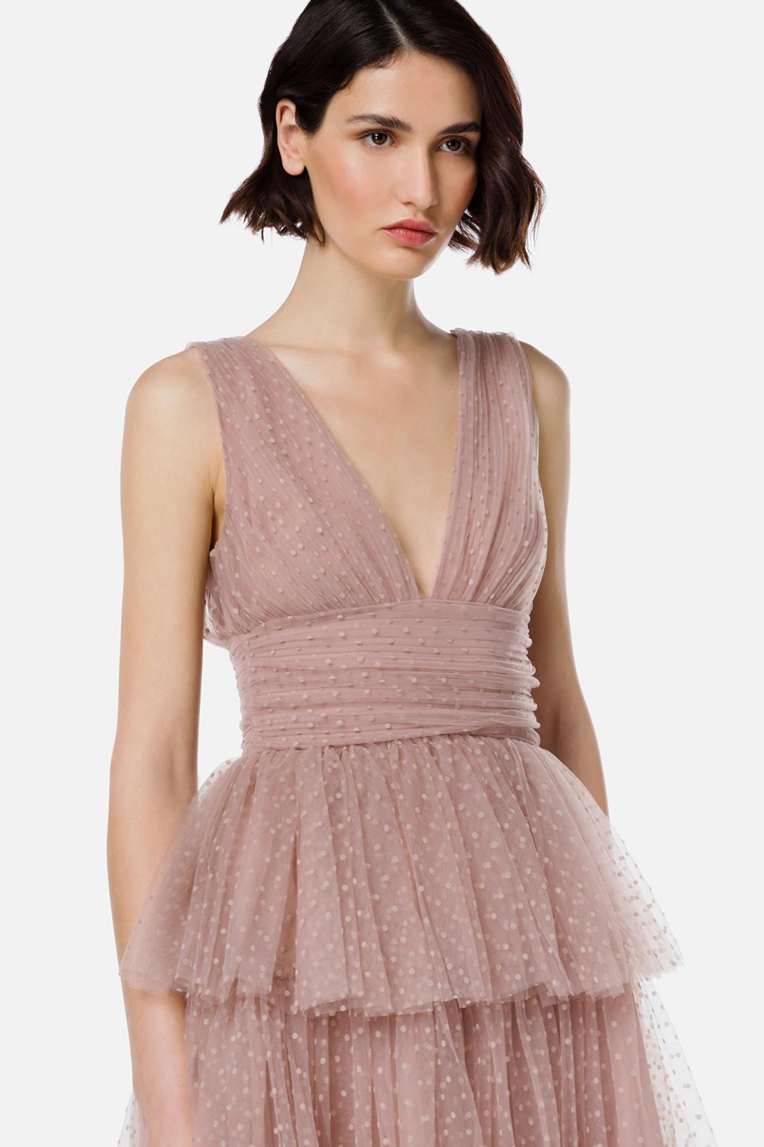 Elisabetta Franchi Mini Dress In Tulle With Velvet Polka Dots 